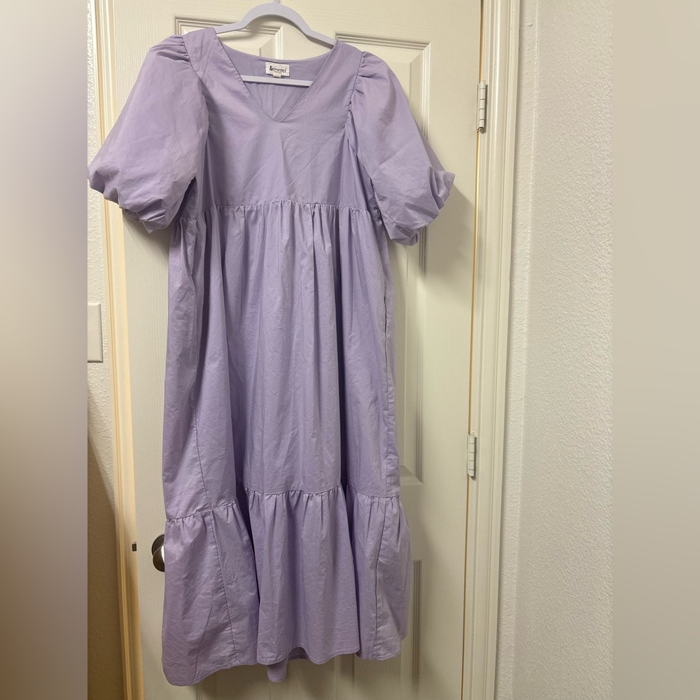 &merci Purple Lavender Puff Sleeve Dress - Picture 1 of 9